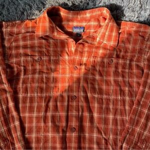 Patagonia Orange Plaid Organic Cotton Button Down Shirt | Long Sleeve